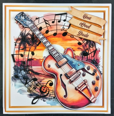 Sunset Guitar Hero Fathers Day 7in Square by Linda Short
