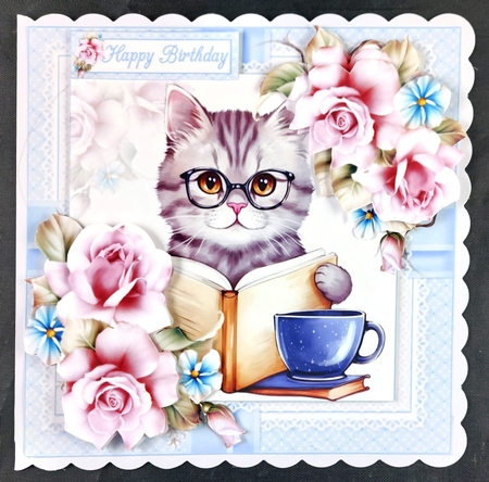 7x7 cats with books choice of four mini kit by Linda Short