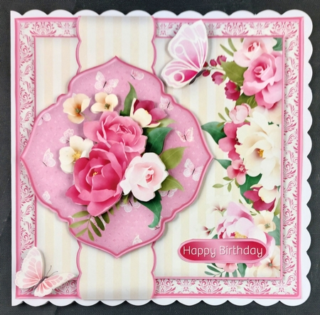 Pink Florals - Border Card Mini Kit by Linda Short