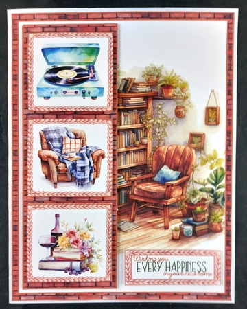 Cosy New Home Wine and Books Simple Squares 5 x 7 by Linda Short