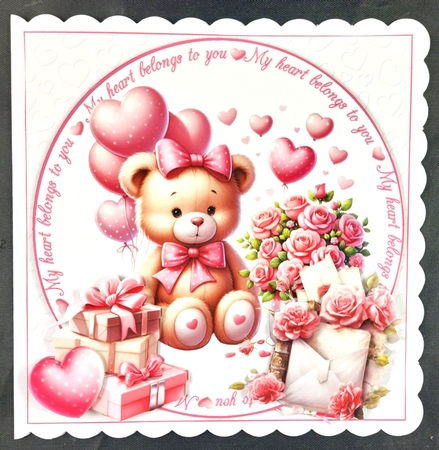 7x7 pink teddy Valentine choice of four mini kit by Linda Short