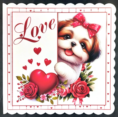 6x6 Puppy peeker Valentine 1 choice of four mini kit by Linda Short