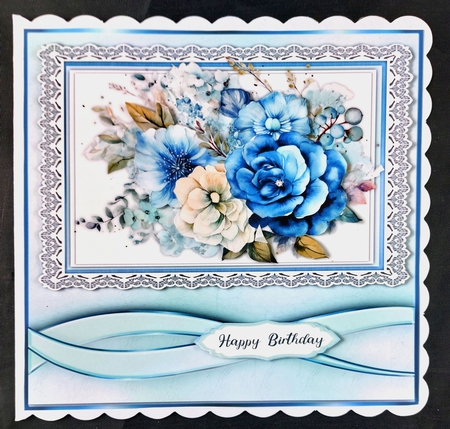 8x8 Beautiful Blue Florals by Linda Short