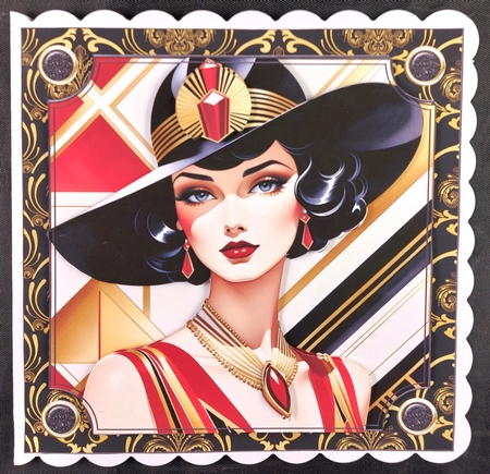 Ladies 6 x Art Deco 6x6ins Topper sheets & 4 matching Inserts kit 2 by Linda Short