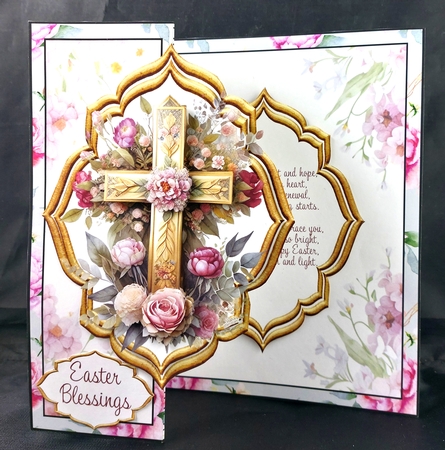 Floral Cross Easter Fancy Frame Foldback by Linda Short