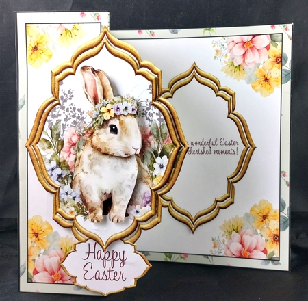 Floral Easter Bunny Fancy Frame Foldback by Linda Short