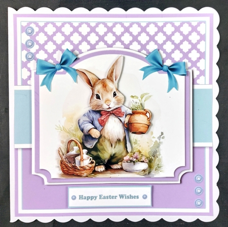 Happy Easter Bunnies Card & Toppers Set by Linda Short