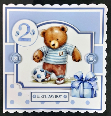 Birthday Boy Sports Bear Card & Toppers Set by Linda Short