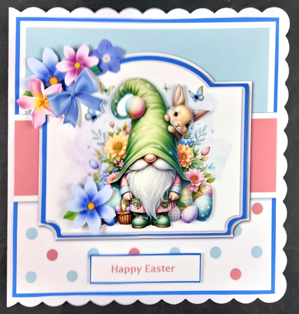 Pretty Spring Gnomes Card & Toppers Set ~ Easter, Birthday, Mothers Day, Thank You etc by Linda Short
