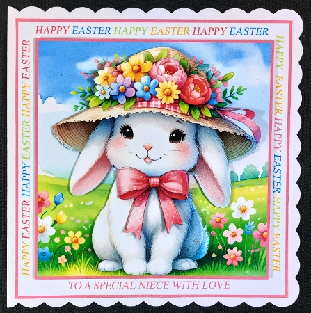 Cute Bunny with Flower Hat  by Linda Short