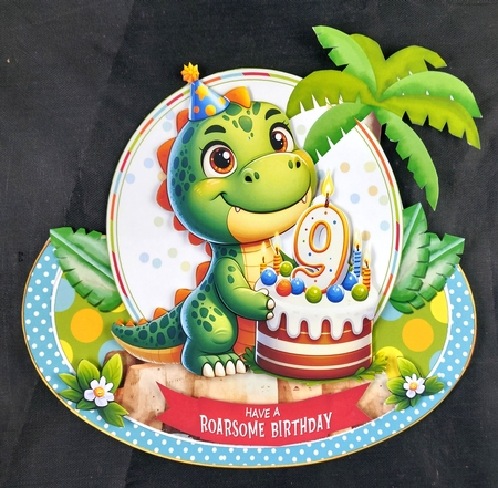 Dino Age 9 Birthday Rocker Card Kit by Linda Short