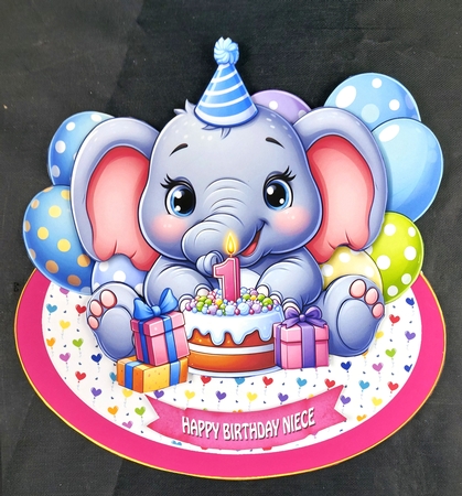 Elephant Age 1 Birthday Rocker Card Kit by Linda Short