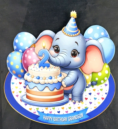 Elephant Age 2 Birthday Rocker Card Kit by Linda Short