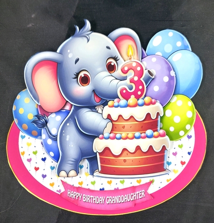 Elephant Age 3 Birthday Rocker Card Kit by Linda Short