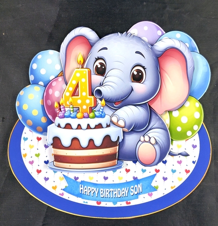 Elephant Age 4 Birthday Rocker Card Kit by Linda Short