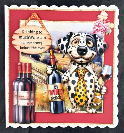 Dog with wine card front 19 by Linda Short