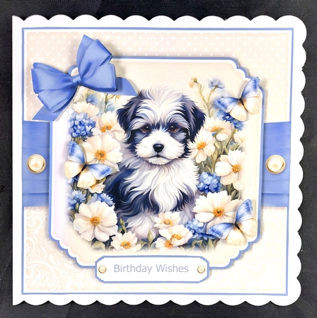 Puppy in Flowers No.3 by Linda Short