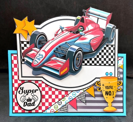 Happy Days Race Car Toppers Tent Card by Linda Short