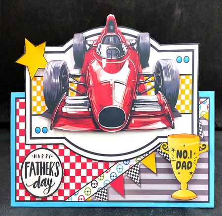 Happy Days Race Car Toppers Tent Card by Linda Short