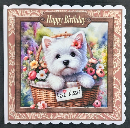 Floral Westie card front 20 by Linda Short