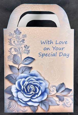 Blue floral lace gift bag 1 by Linda Short