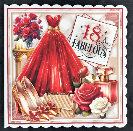 18 And Fabulous Card Front With Decoupage by Linda Short
