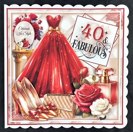 40 And Fabulous Card Front With Decoupage by Linda Short
