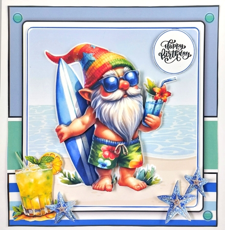 Happy Surfing Fathers Day Gnome by Linda Short