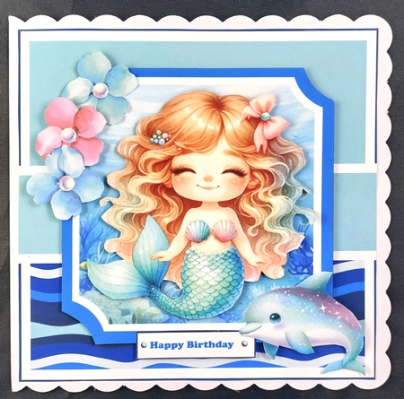 Cute Little Mermaids Card & Toppers Set by Linda Short