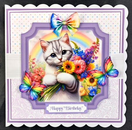 RAINBOW FLOWER CATS by Linda Short