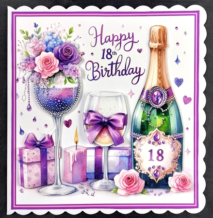 Purple Flowers Fizz 18th Birthday Complete Kit by Linda Short