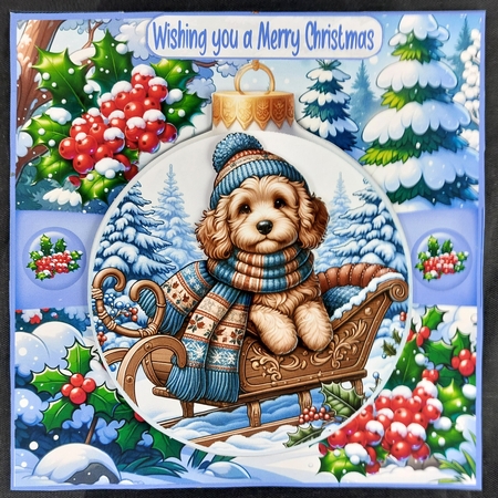 Cockapoo Christmas  8x8 by Linda Short