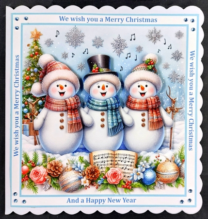 Watercolor Christmas Carolling Snowmen by Linda Short