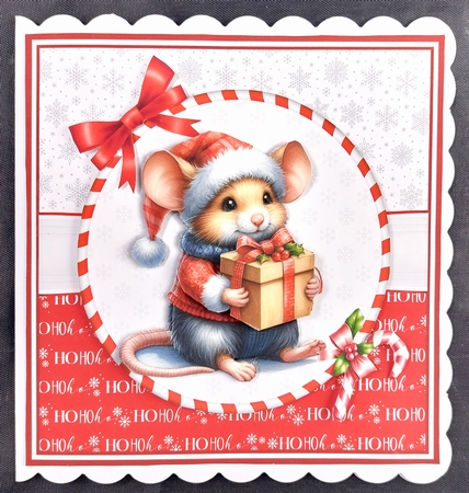 CHRISTMAS MOUSE with decoupage by Linda Short