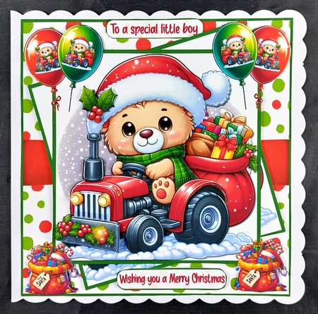 Teds Christmas tractor 7x7 by Linda Short