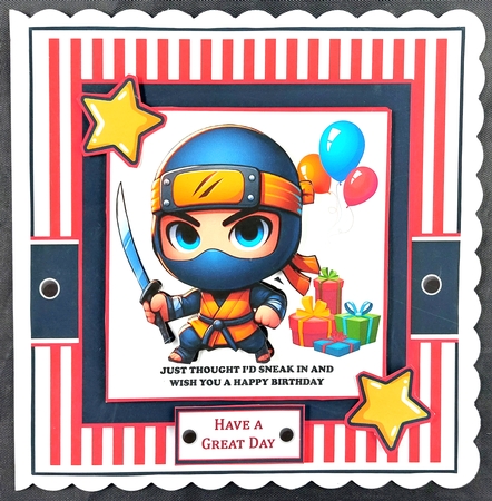 Birthday Ninja Card & Toppers Set by Linda Short