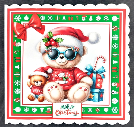 Cute Christmas Bear Card & Toppers Set by Linda Short