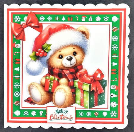 Cute Christmas Bear Card & Toppers Set by Linda Short