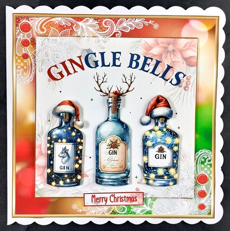 Christmas gingle bells 7x7ins topper by Linda Short