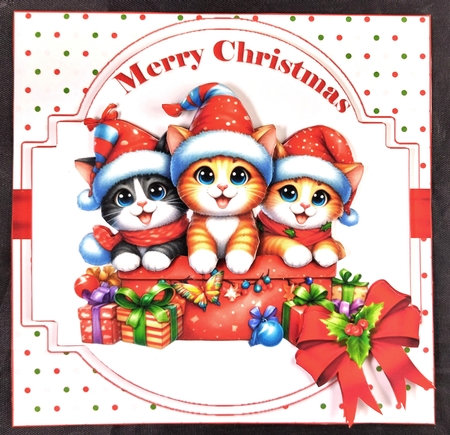 6x6 Merry Christmas cats choice of four mini kit by Linda Short