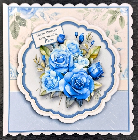 7x7 Blue Winter Florals T1- Quick Card by Linda Short