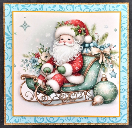 10 Christmas Santa Sleigh Card Fronts 8 x 8 inches JPEG by Linda Short