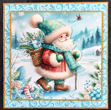 10 Christmas Santa in Iceland Card Fronts 8 x 8 inches JPEG by Linda Short