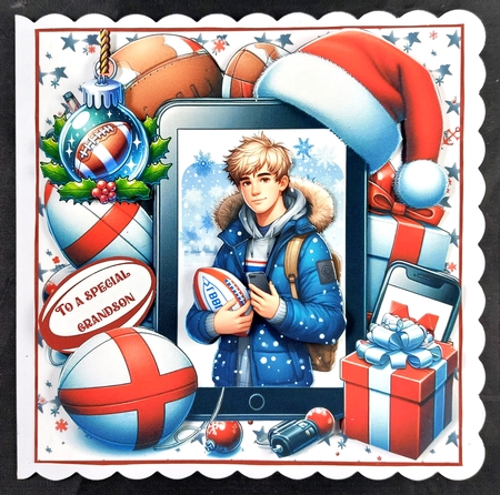 Christmas Rugby two 7x7 by Linda Short