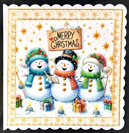 10 Christmas Snowman Choir with Merry Christmas Card Fronts 8x8inches JPEG by Linda Short