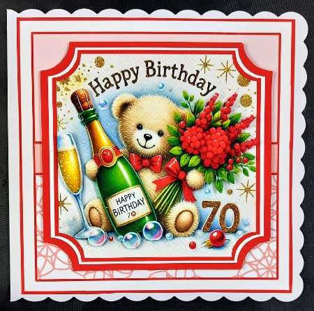 Happy Birthday bear 70 toppers by Linda Short