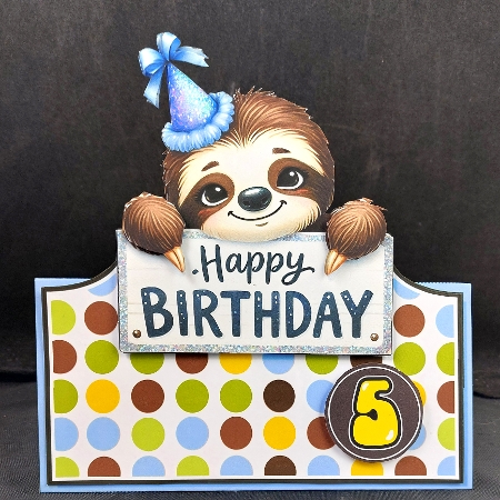 Birthday Sloth Tent Card Kit-1 by Linda Short