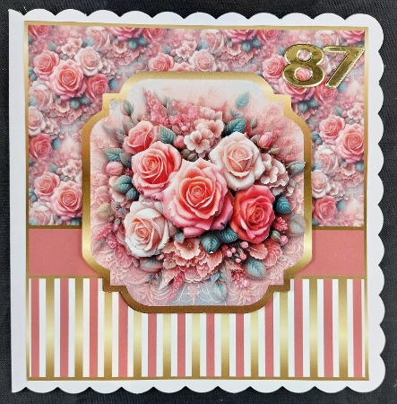 lace and  coral roses by Linda Short