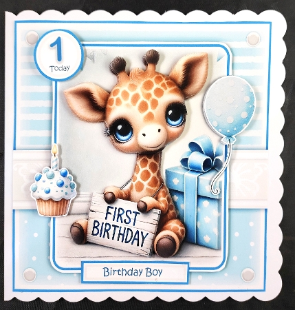 First Birthday Giraffe Blue Mini Kit by Linda Short