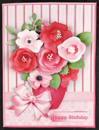 Pink Posy - Vase of Flowers Decoupage Card Mini Kit by Linda Short
